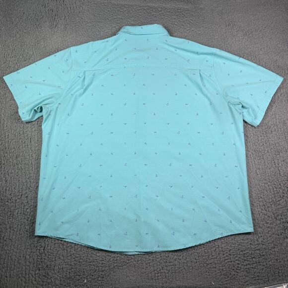 Huk Kona Shirt Mens 3XL Blue Fishing Performance Stretch Button Down Camp Print - Picture 6 of 10